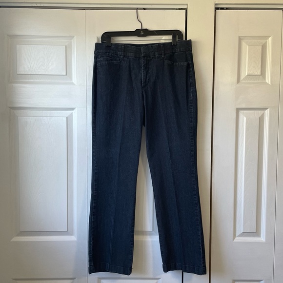 JM COLLECTION JEANS 12 STRAIGHT DRK WASH 5 POCKET FLAT FRONT STRETCH EXCELLENT - Picture 4 of 9